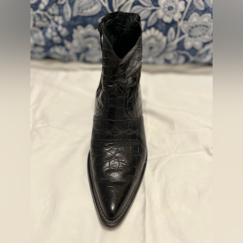 Paul Green, Black Croc-Embossed Ankle Boots - Picture 8 of 14